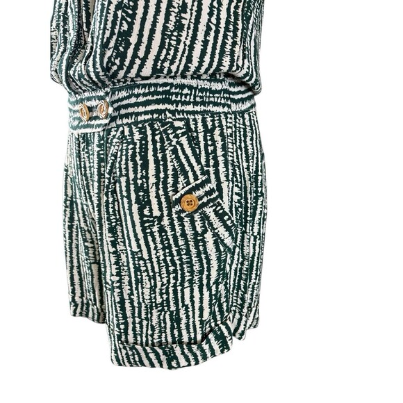 Anthropologie ETT TWA Sleeveless Romper Women's Size 0 Green & White Pockets - Picture 4 of 16